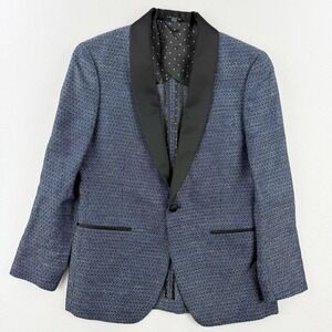 BONOBOS‎ Jetsetter Slim Fit Blazer 40R Mens Linen Blend Geo Woven Tuxedo Lapel